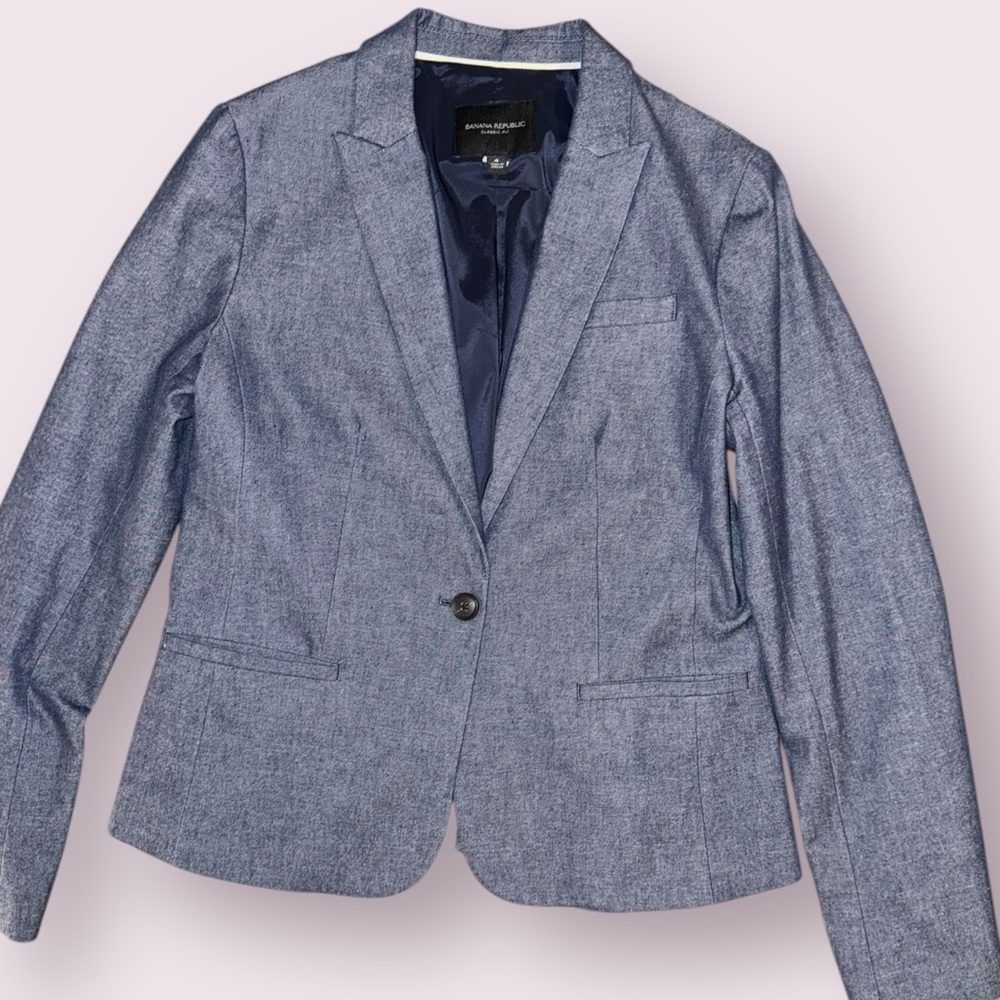 Banana Republic Blue Blazer with Notched Lapels and Classic Tailored Fit